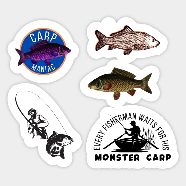 Carp Fishing Sticker Packs for Fishing Lovers Sticker by Schka